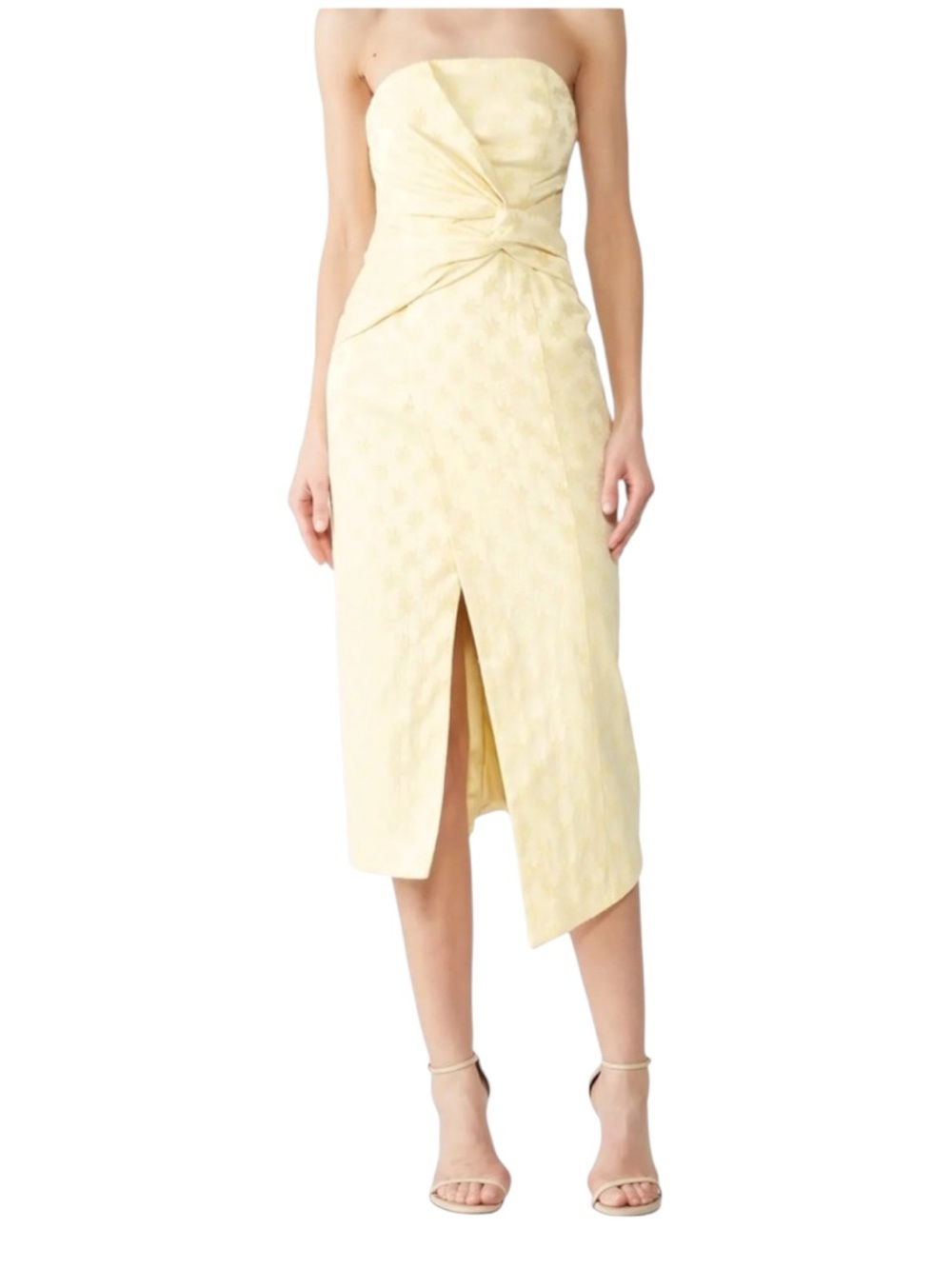 C/MEO Collective Elate Strapless Midi Dress Yellow Floral XL